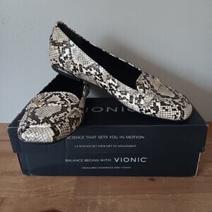 Vionic Hayes Snakeskin Leather Loafer Flats Women's 8.5 Narrow (N)
